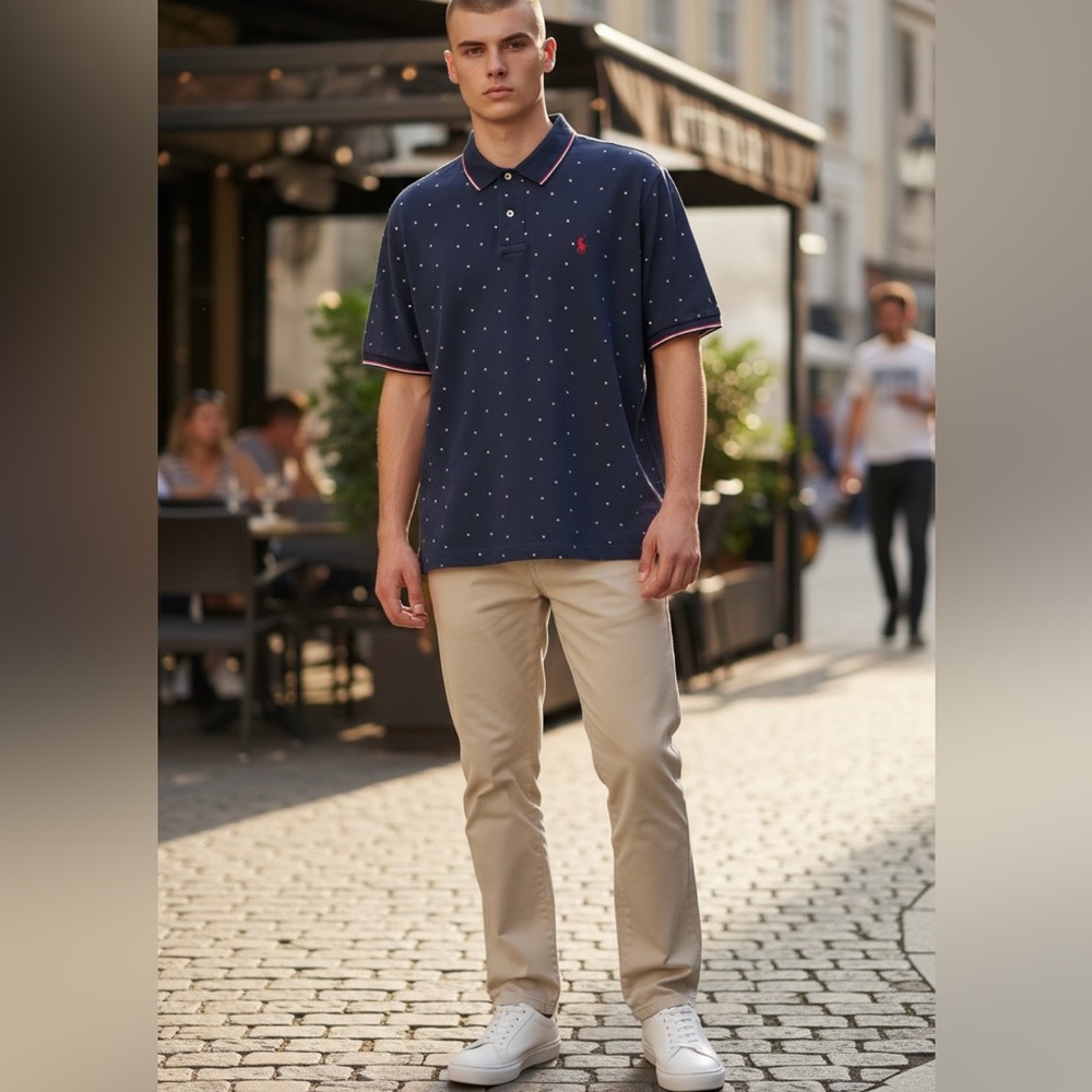 POLO by RALPH LAUREN Men's navy polo shirt with star design size XL